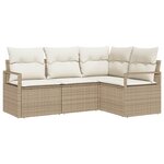 vidaXL Ensemble de canapé de jardin 4 Pièces Beige Poly rotin