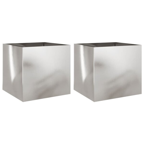 vidaXL Jardinières 2 Pièces argenté 42x40x39 cm acier inoxydable