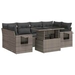 vidaXL Salon de jardin avec coussins 7 Pièces gris résine tressée