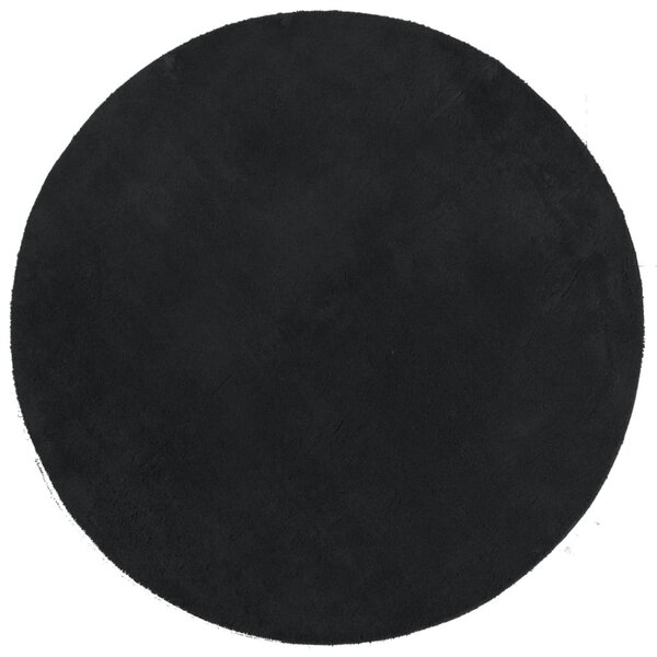 vidaXL Tapis HUARTE à poils courts doux et lavable noir Ø 100 cm