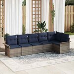 vidaXL Ensemble de canapé de jardin avec coussin 6 Pièces Gris polyrotin