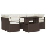 vidaXL Ensemble de canapé de jardin 7 Pièces Marron Poly rotin