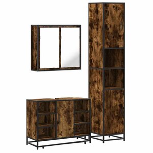 vidaXL Ensemble de meubles de salle de bain 3 Pièces Chêne fumé