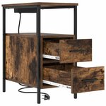 vidaXL Cabinet de chevet avec tiroir 2 Pièces Chêne fumé 30 x 48 x 61 cm