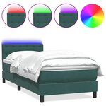vidaXL Sommier à lattes de lit et matelas et LED vert foncé 100x210cm velours