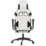 vidaXL Chaise de jeu de massage avec repose-pied Blanc&Noir Similicuir