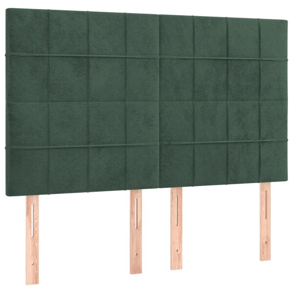 vidaXL Têtes de lit 4 Pièces Vert foncé 72x5x78/88 cm Velours