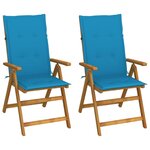 vidaXL Chaises inclinables de jardin lot de 2 et coussins Bois acacia