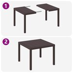 vidaXL Table de jardin pour repas Marron 100 x 100 x 73 cm polyrotin