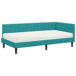 vidaXL Cadre de lit d'angle avec matelas 2 Pièces Turquoise Velours
