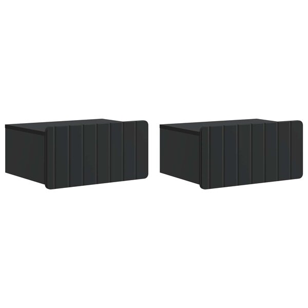 vidaXL Cabinet de chevet mural 2 Pièces Noir 49 x 34 5 x 24 cm