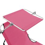 vidaXL Chaise longue pliable avec auvent Rose Aluminium