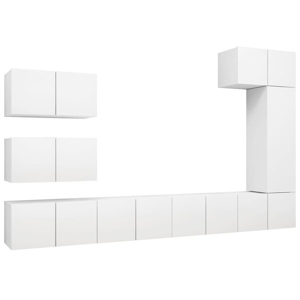 vidaXL Ensemble de meubles TV 8 Pièces Blanc Bois d'ingénierie