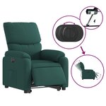 vidaXL Fauteuil inclinable électrique vert foncé tissu