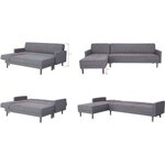 Canapé d'angle convertible 3 places réversible - Tissu gris foncé - Pieds en bois - 286 x 169 x 80 cm - IMANIA