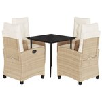 vidaXL Ensemble à manger de jardin avec coussins 5Pièces Beige poly rotin
