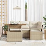 vidaXL Ensemble de canapé de jardin 5 Pièces Beige Poly rotin