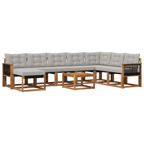 vidaXL Ensemble de canapés d'extérieur 9 pc Naturel et Gris clair