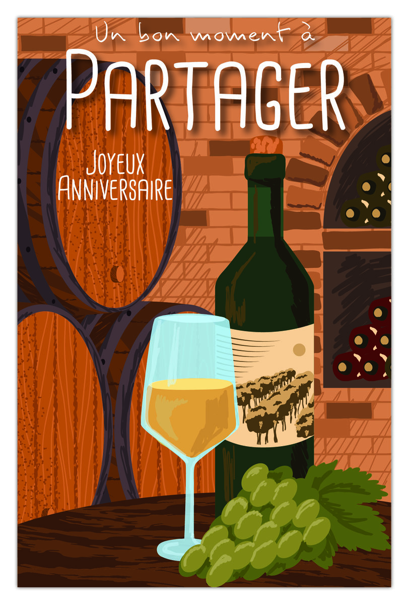 Carte D'Anniversaire Originale – Thème Pêche, Avec Ver Au Milieu, Neuve