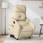 vidaXL Fauteuil inclinable de massage électrique Crème Tissu