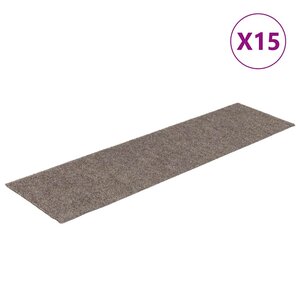 vidaXL Tapis d'escalier autocollants 15 pièces 76 x 20 cm Beige Rectangulaire