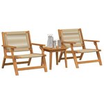 vidaXL Chaises de jardin avec table 3 Pièces Beige Bois d'acacia massif