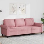 vidaXL Canapé à 3 places Rose 180 cm Velours