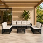 vidaXL Ensemble de canapé de jardin 9 pc Noir et blanc crème polyrotin