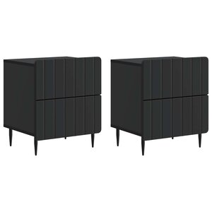 vidaXL Cabinet de chevet avec tiroir 2 Pièces Noir 43 x 34 5 x 49 5 cm