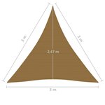 vidaXL Voile d'ombrage 160 g/m² Taupe 3x3x3 m PEHD