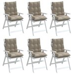 vidaXL Coussins de chaise à dossier bas lot de 6 taupe tissu oxford