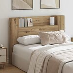 vidaXL Cabinet de Tête de Lit avec LED avec étagère Chêne Artisanal