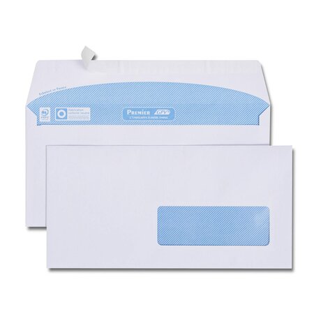 Boîte de 500 enveloppes blanches dl 110x220 80g 35x100 bande de protection gpv