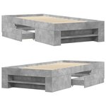 vidaXL Cadre de lit gris béton 100x200 cm bois d'ingénierie