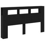 vidaXL Tête de lit LED avec étagère Chêne noir 180 x 18.5 x 103.5 cm
