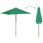 vidaXL Parasol d'extérieur avec mât en bois 150x200 cm vert