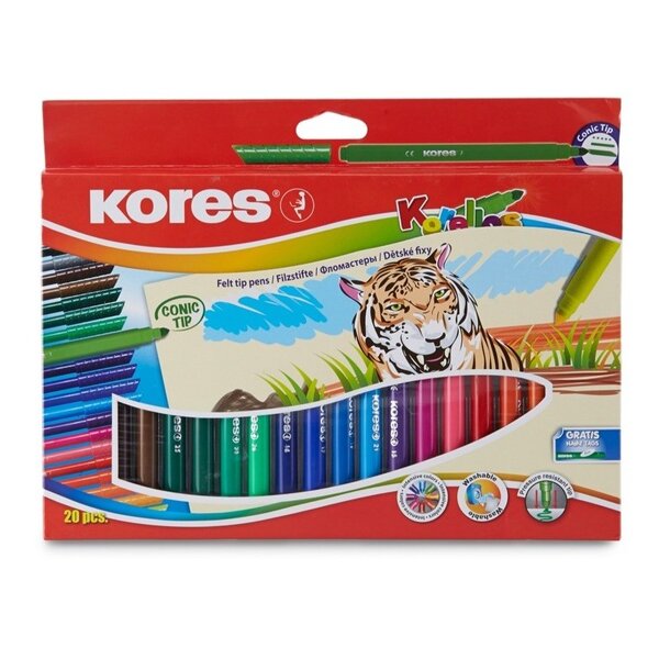 Feutres de coloriage korelos pointe large 20 feutres kores