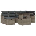 vidaXL Ensemble de canapé de jardin avec coussin 7 Pièces Gris Poly rotin