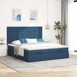 VidaXL Cadre de lit ottoman avec matelas bleu 180x200 cm tissu