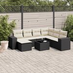 vidaXL Salon de jardin 8 Pièces avec coussins noir résine tressée