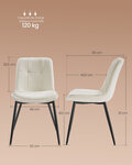 Lot de 2 chaises salle à manger chaise de cuisine rembourrée chenille jusqu’à 120 kg double coussin pieds en métal moderne pour salle à manger cuisine gris tourterelle blanc 12_0006213
