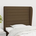 vidaXL Tête de lit avec oreilles Marron foncé 93x23x118/128 cm Tissu