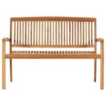 vidaXL Banc de jardin empilable et coussin 128 5cm Bois de teck massif