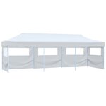 vidaXL Tente de réception escamotable pliable avec 5 parois 3x9m Blanc