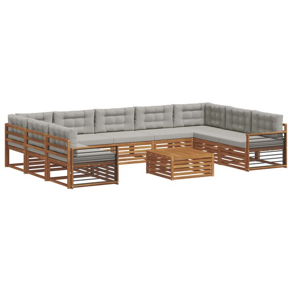 vidaXL Ensemble de canapés d'extérieur 10 Pièces Gris Naturel et Clair
