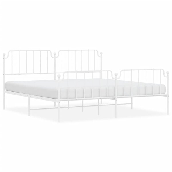 vidaXL Cadre de lit métal sans matelas et pied de lit blanc 200x200 cm