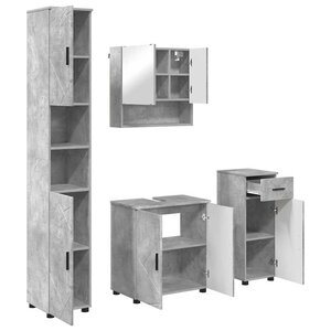 vidaXL Ensemble de mobilier de salle de bain 4 Pièces Gris béton