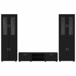 vidaXL Ensemble meuble TV avec tiroir FLORIN Noir Bois d'ingénierie