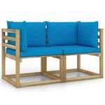 vidaXL Canapés d'angle de jardin 2Pièces et coussins Pin imprégné de vert