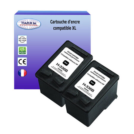 2 Cartouches compatibles avec HP PhotoSmart C3100 , C3125, C3135, C3140, C3150, C3170, C3175 remplace HP 336 (C9362EE) Noire 18ml - T3AZUR